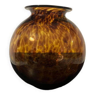 Fawn marbled bubbled glass vase