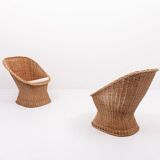 1970’s Vintage Danish design wicker lounge chairs