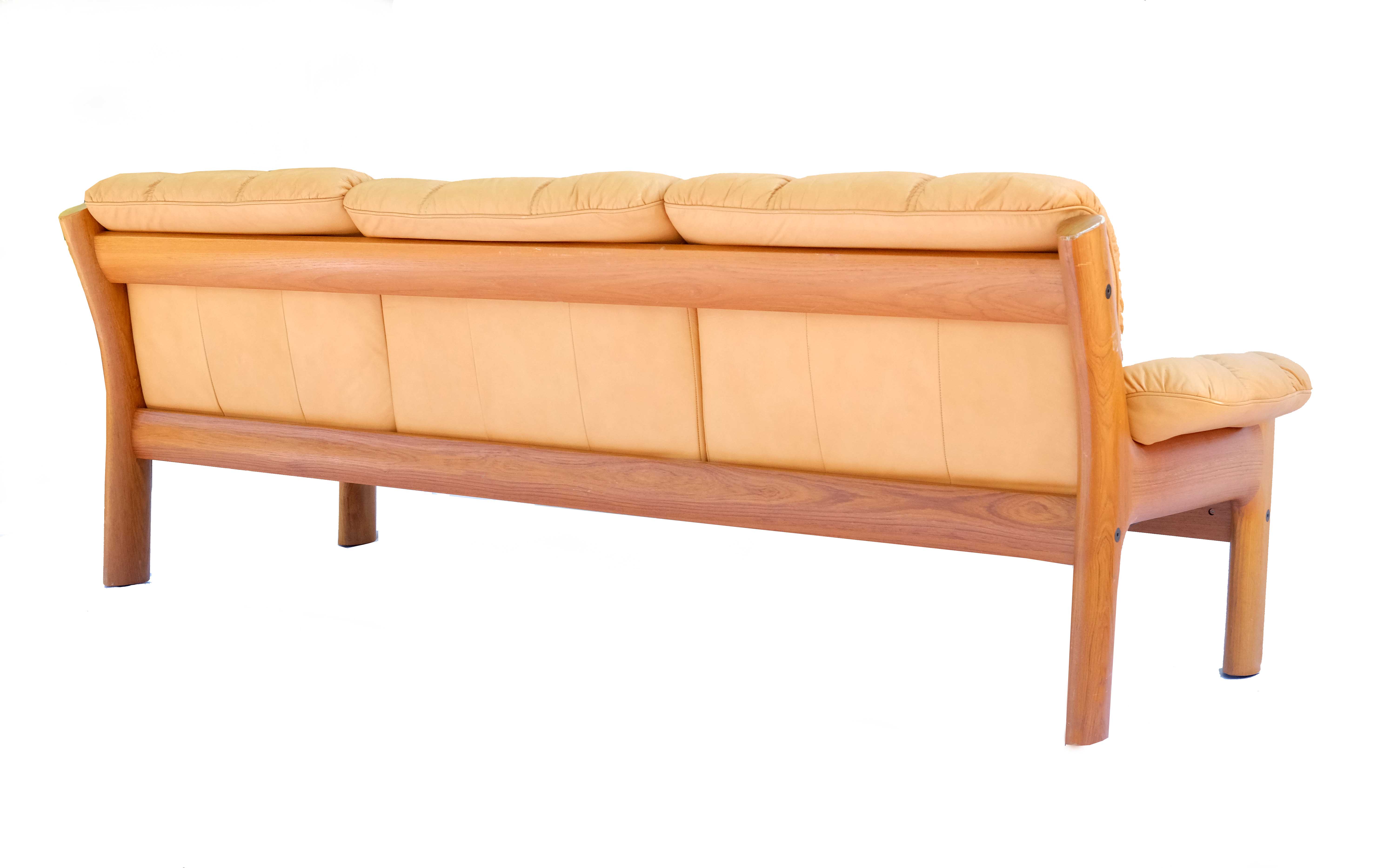 Norwegian modern ekornes teak & leather 3 seater sofa, model montana, 1970’s