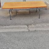 Vintage walnut and chrome coffee table