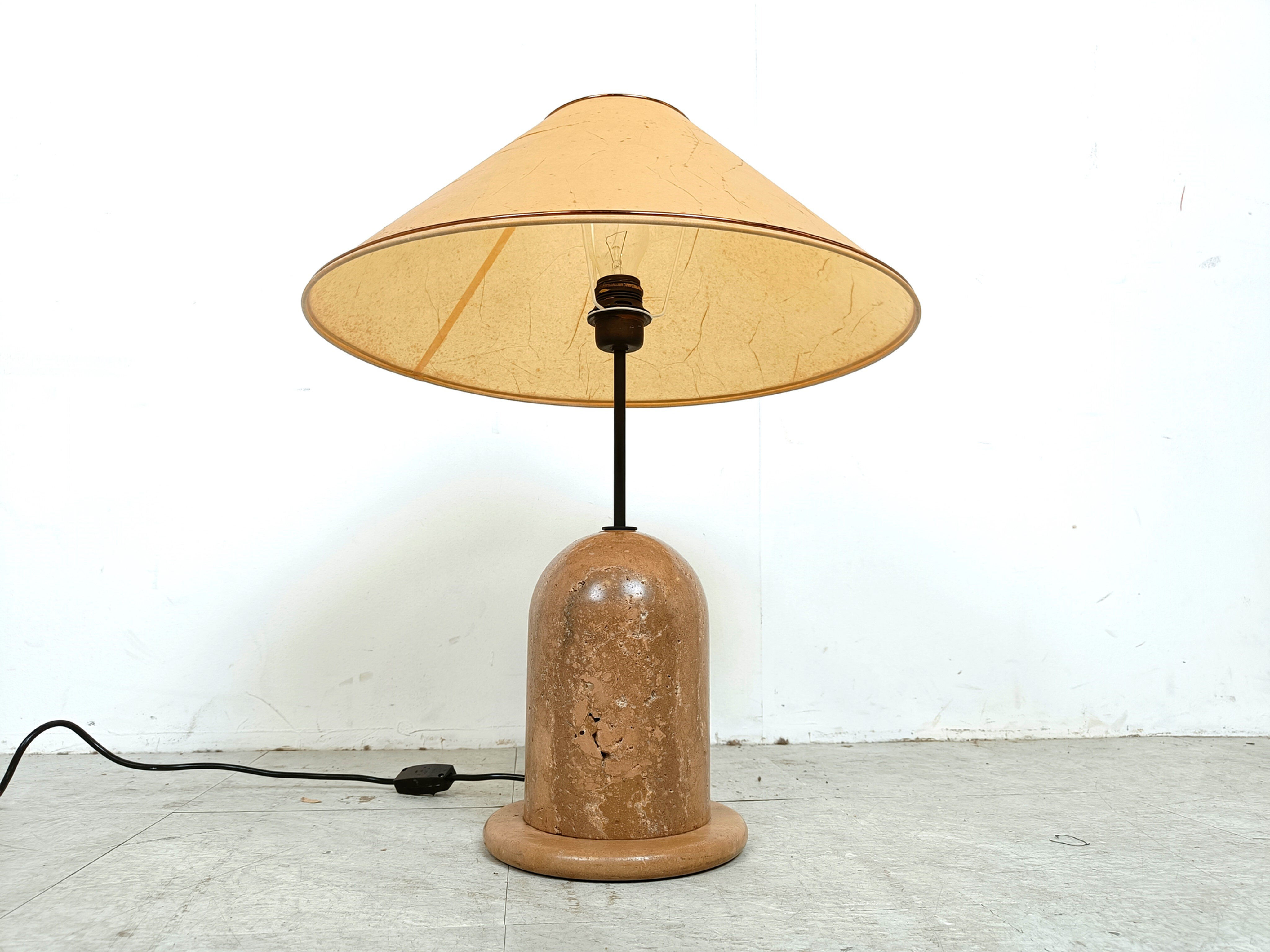 Vintage travertine table lamp, 1970s