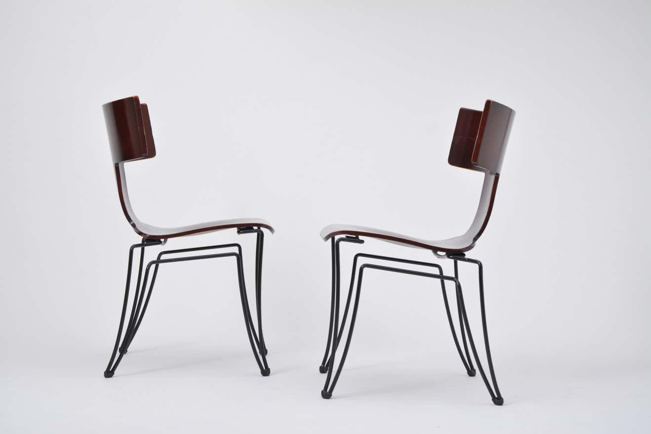Pair of vintage Anziano dining chairs by John Hutton for Donghia