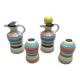 Vinegar and oil set, salt shaker and pepper shaker.