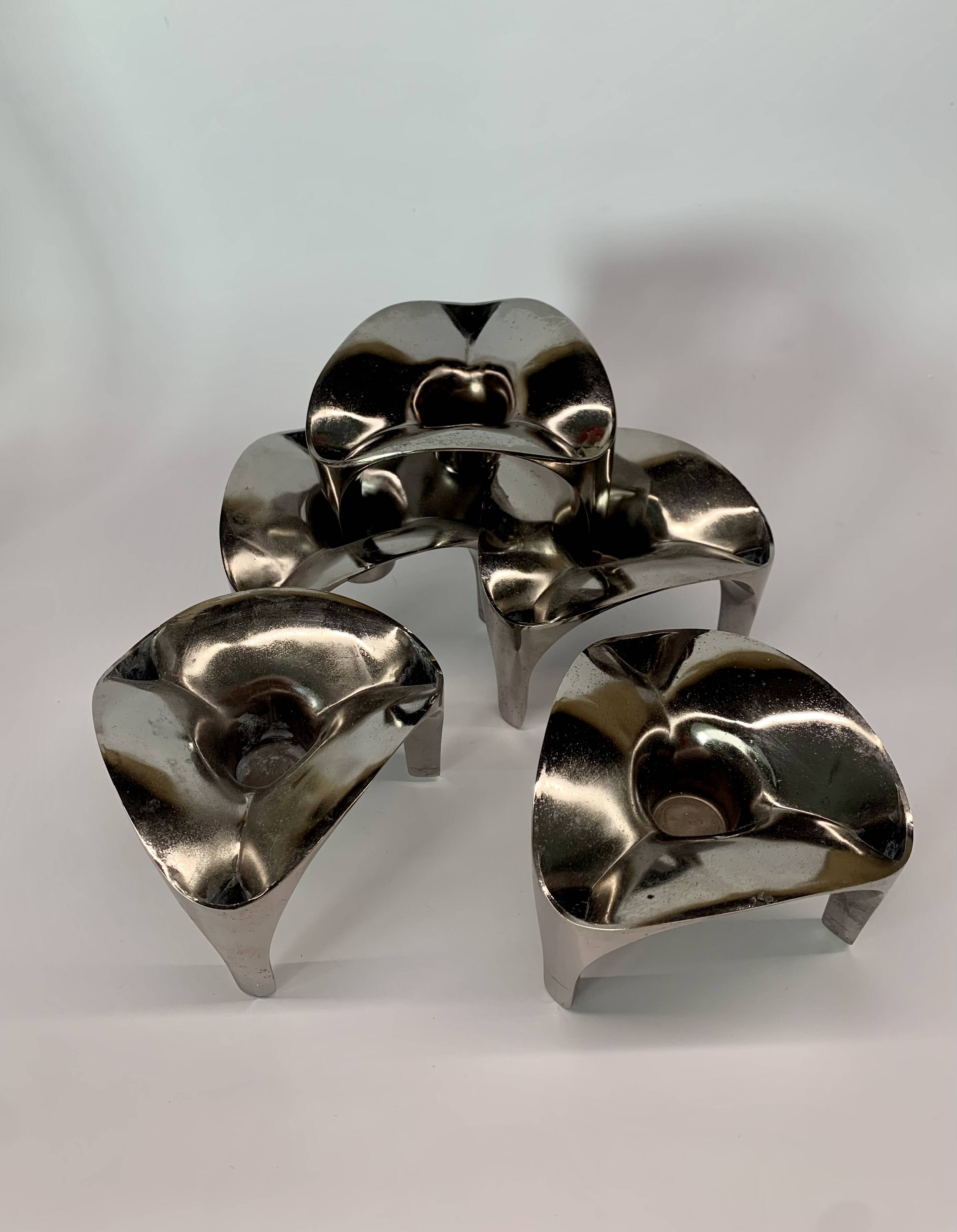 Stackable Candleholder set of 5, Germany 1970s