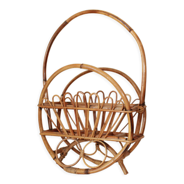 Vintage bamboo magazine rack Italy 1960s