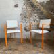 Postmodern orange armchair with bouclé wool fabric, 20th century
