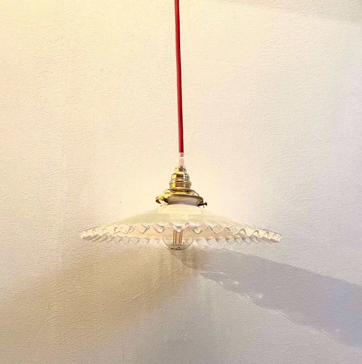 Opaline pendant lamp - vintage - retro - upcycling - unique piece - lamps