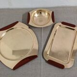 PM Italy brass and bakelite trays and bowl, 1960s-70s