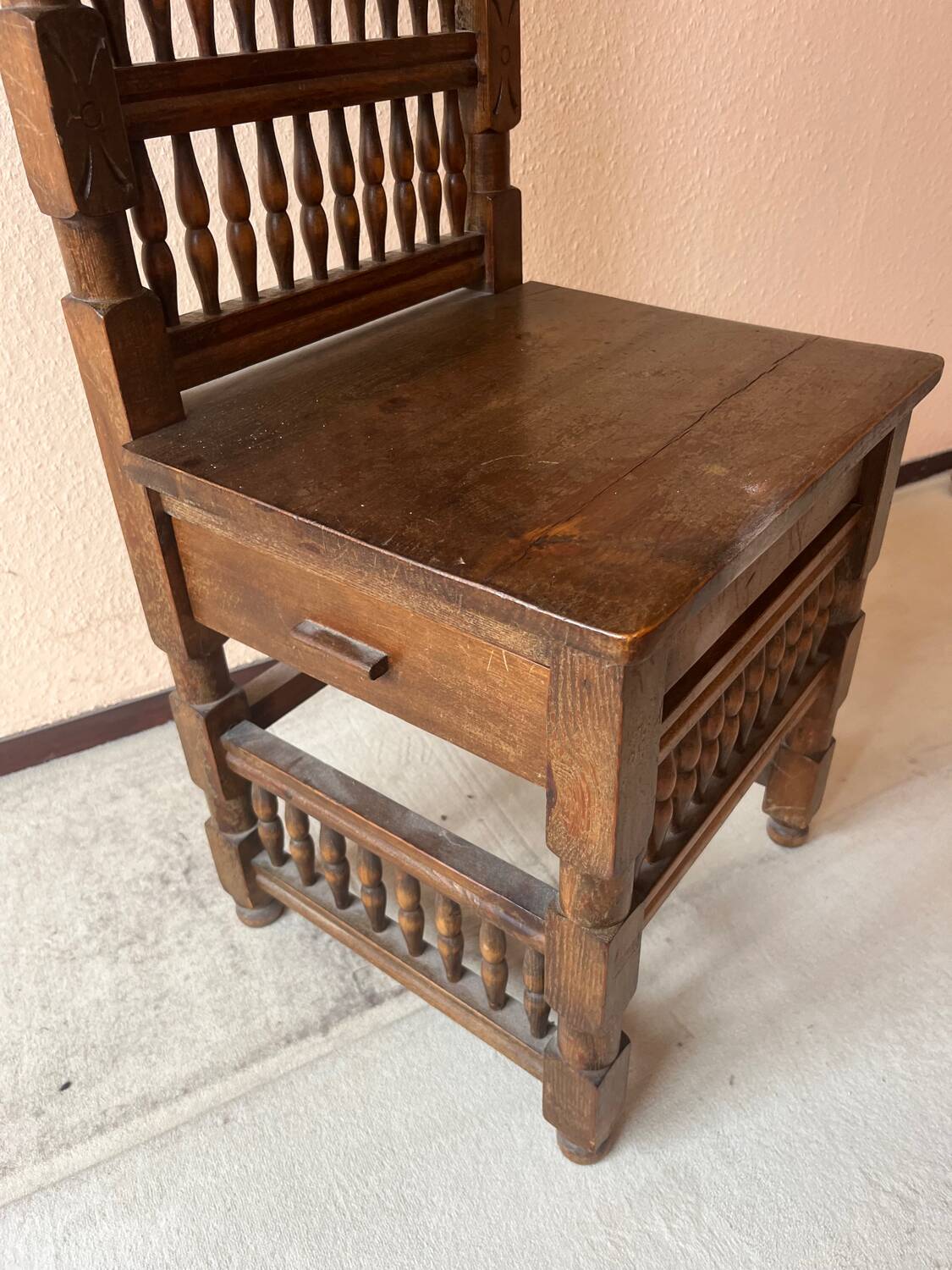 Large 19th century wooden armchair