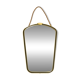 Beautiful small mid-century brass wall mirror with braided hanging strap