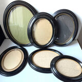 Large Vintage Oval  Bakelite Black Frame with Convex glass 23.5 cm x 18.5 cm