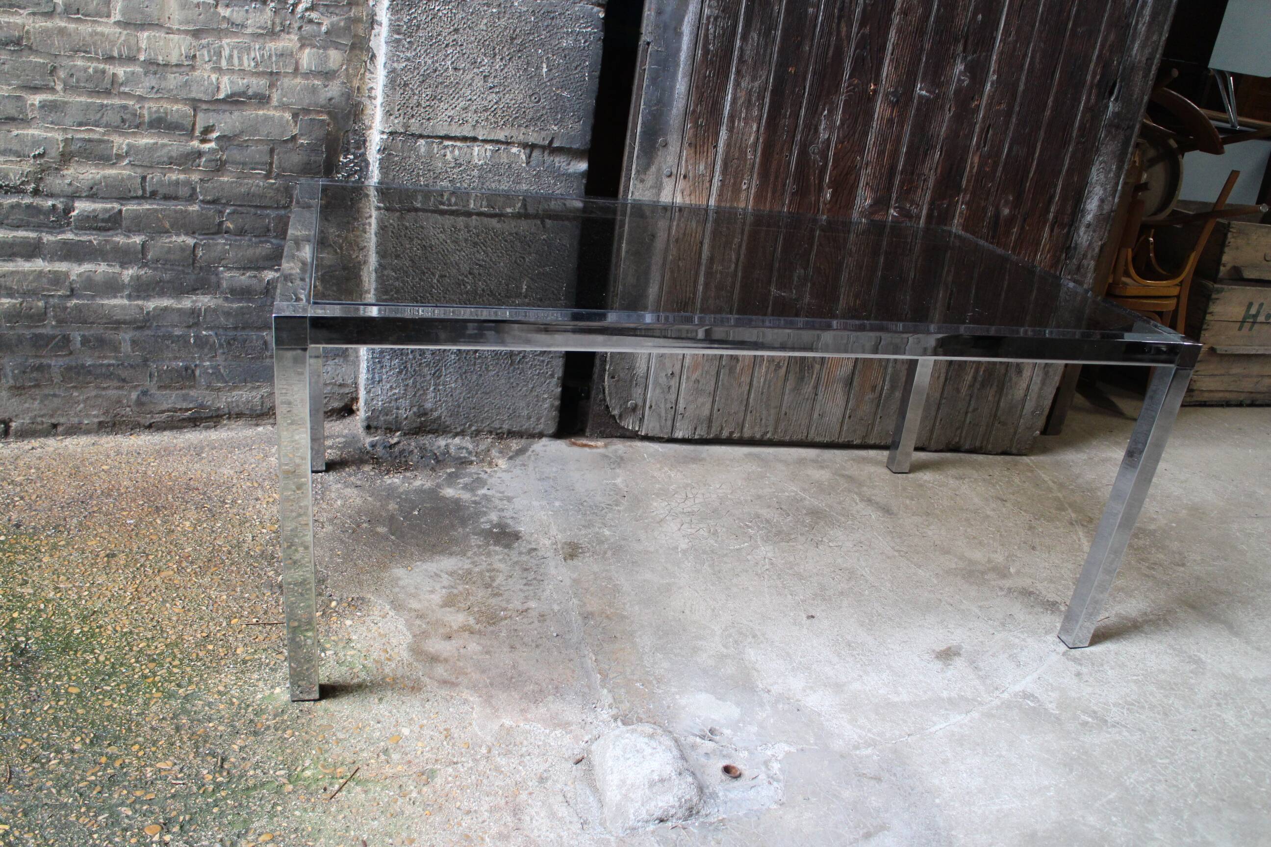 Vintage table chrome legs and smoked glass top