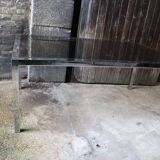 Vintage table chrome legs and smoked glass top