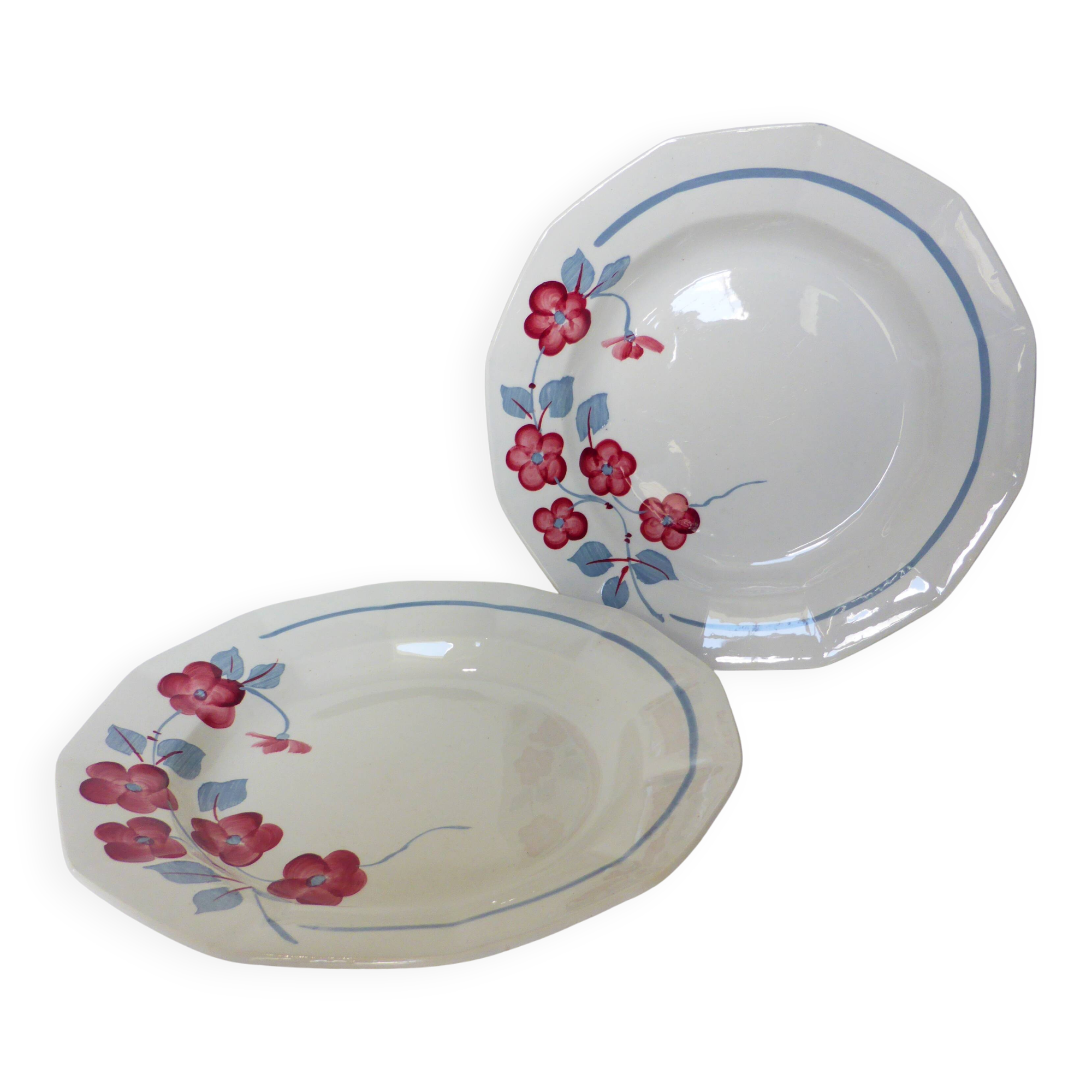2 assiettes creuses Céranord St Amand modèle Le Printemps (220634)
