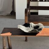 Black solid mango side table (monoxyle) with conical legs