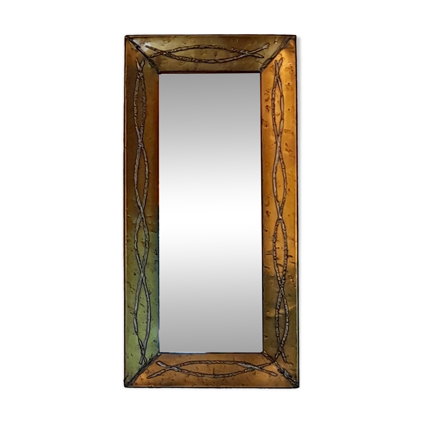 Brutalist brass mirror by Jean Goardere, France, 1970s