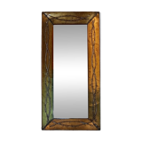 Miroir brutaliste en laiton par Jean Goardere, France, années 1970