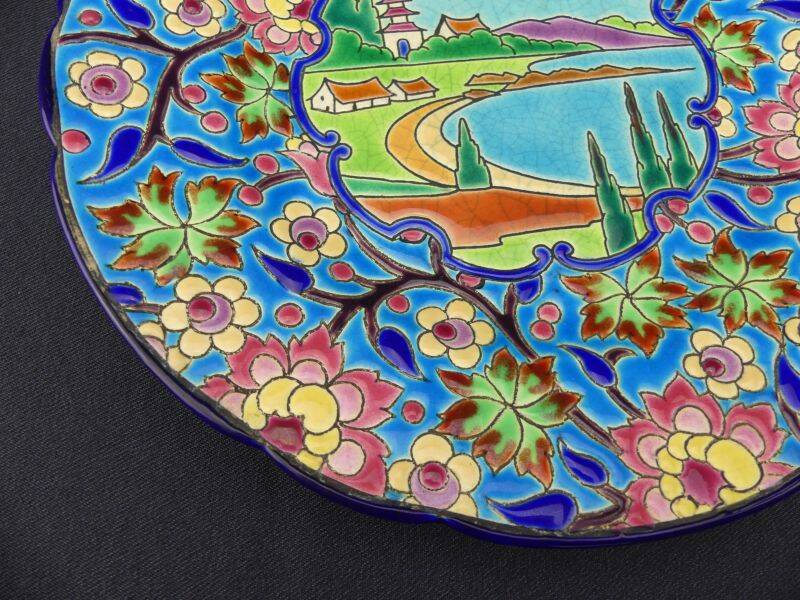 Decorative plate in Longwy enamels