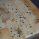 Metal and brass side table and marble tablet
