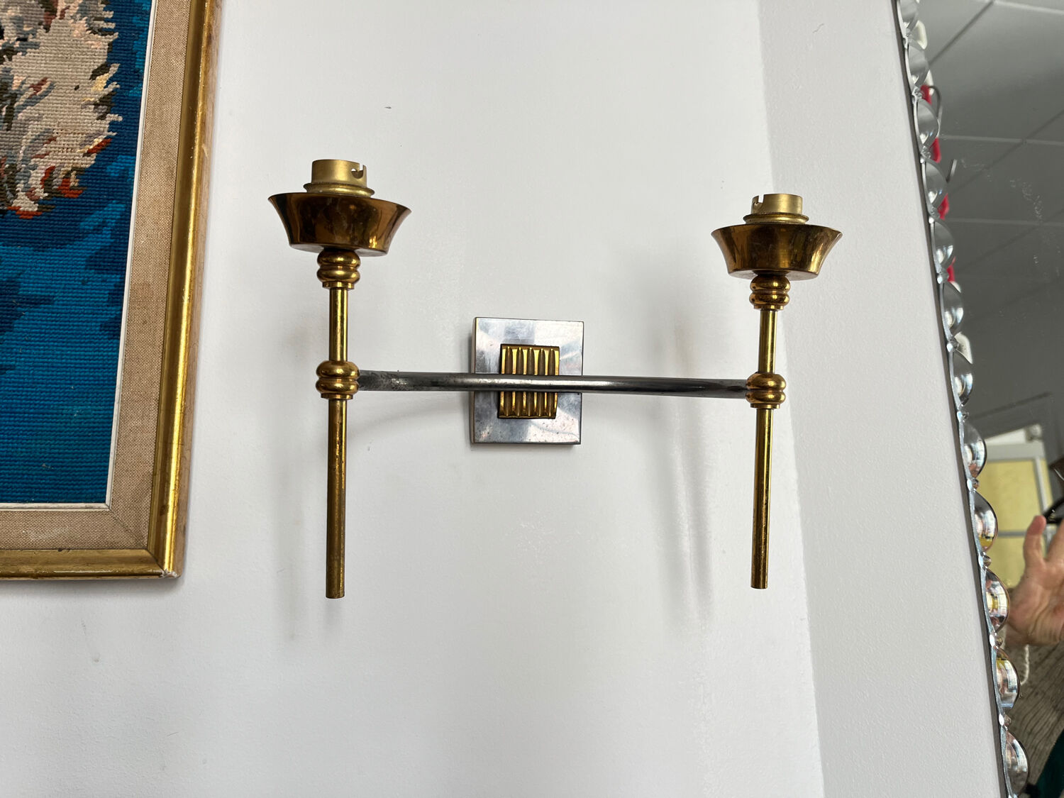 Double metal wall light in Jansen house style