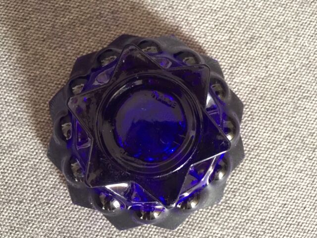 Old reims glass candlesticks cobalt blue