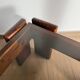 Square coffee table in solid wood and smoked glass – 70s