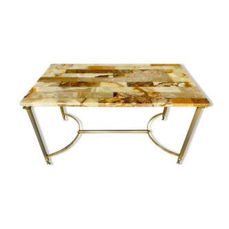 Table basse vintage en marbre et onyx circa 60/70