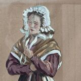 Gouache, framed peasant