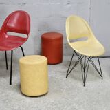 Set of 2 chairs and 3 “space age” poufs. Circa 1970