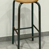 Industrial high stool in wood and iron