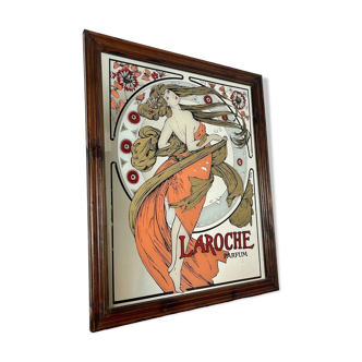 Miroir art nouveau parfum Laroche, art Alphonse Mucha