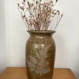 Vase en grès motif végétal
