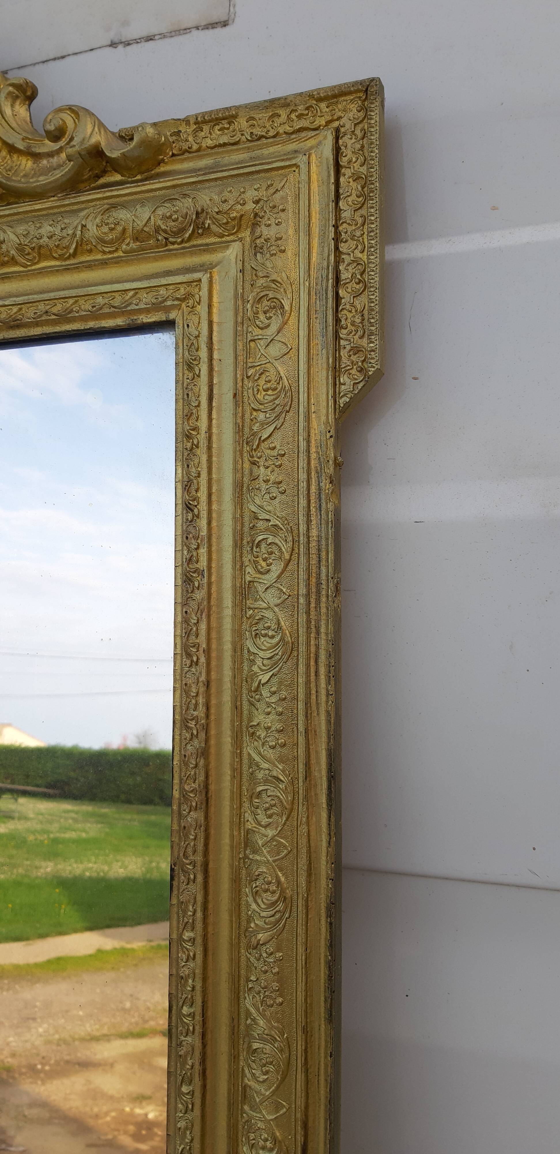 Mirror 19th wood and gilded stuk