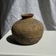Small round ancient vase in engraved terracotta, Indonesian polychromy H10 D1