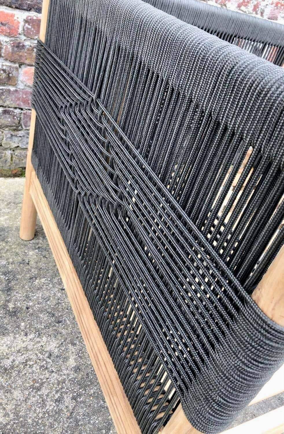 Teak and rope garden armchair, Odette khaki/ecru La Redoute Interiors