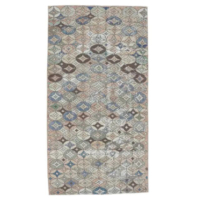 1970s Turkish Handwoven Wool Runner Rug 110x206