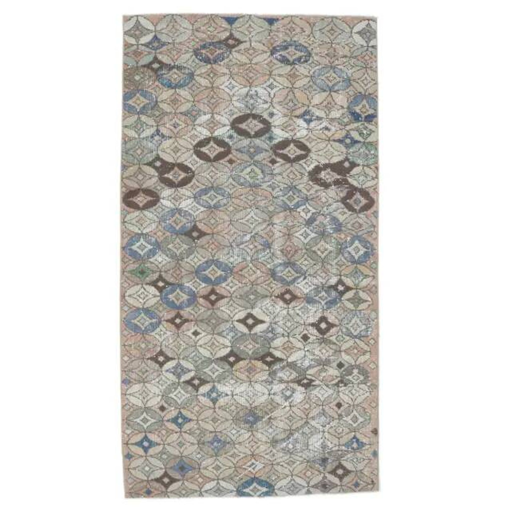 1970s Turkish Handwoven Wool Runner Rug 110x206