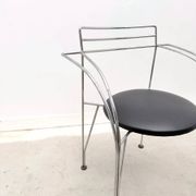 "Silver Moon" chair by Pascal Mourgue for Fermob in chrome and skai, France 1980