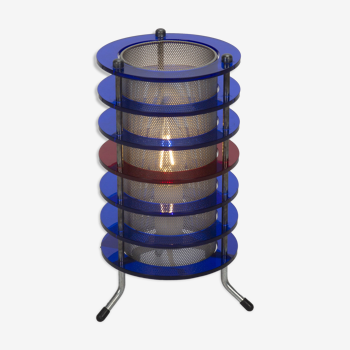 Blue and red space age table lamp