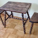 Breton style tripod children's table and stools in solid wood