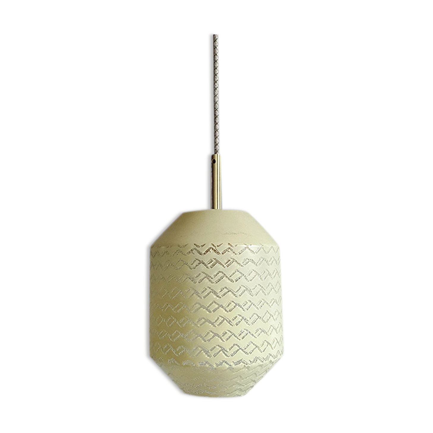 Hanging lamp yellow globe chiseled