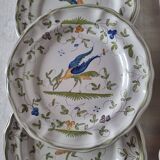 Lot de 6 assiettes en faïence française ou en céramique de Moustiers peinte