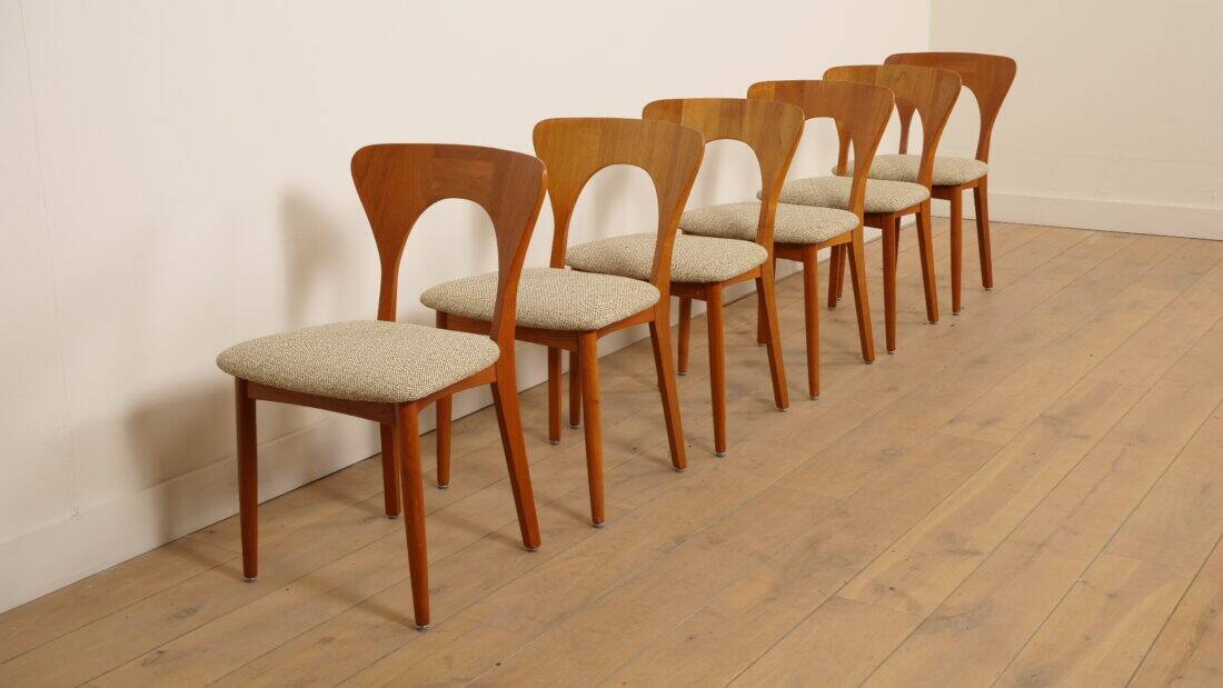 6 chaises de salle à manger | Koefoeds Hornslets | Niels Koefoed | Modèle Peter | Teck