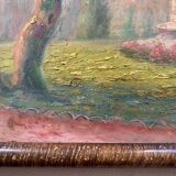 Old painting, oil on cardboard signed