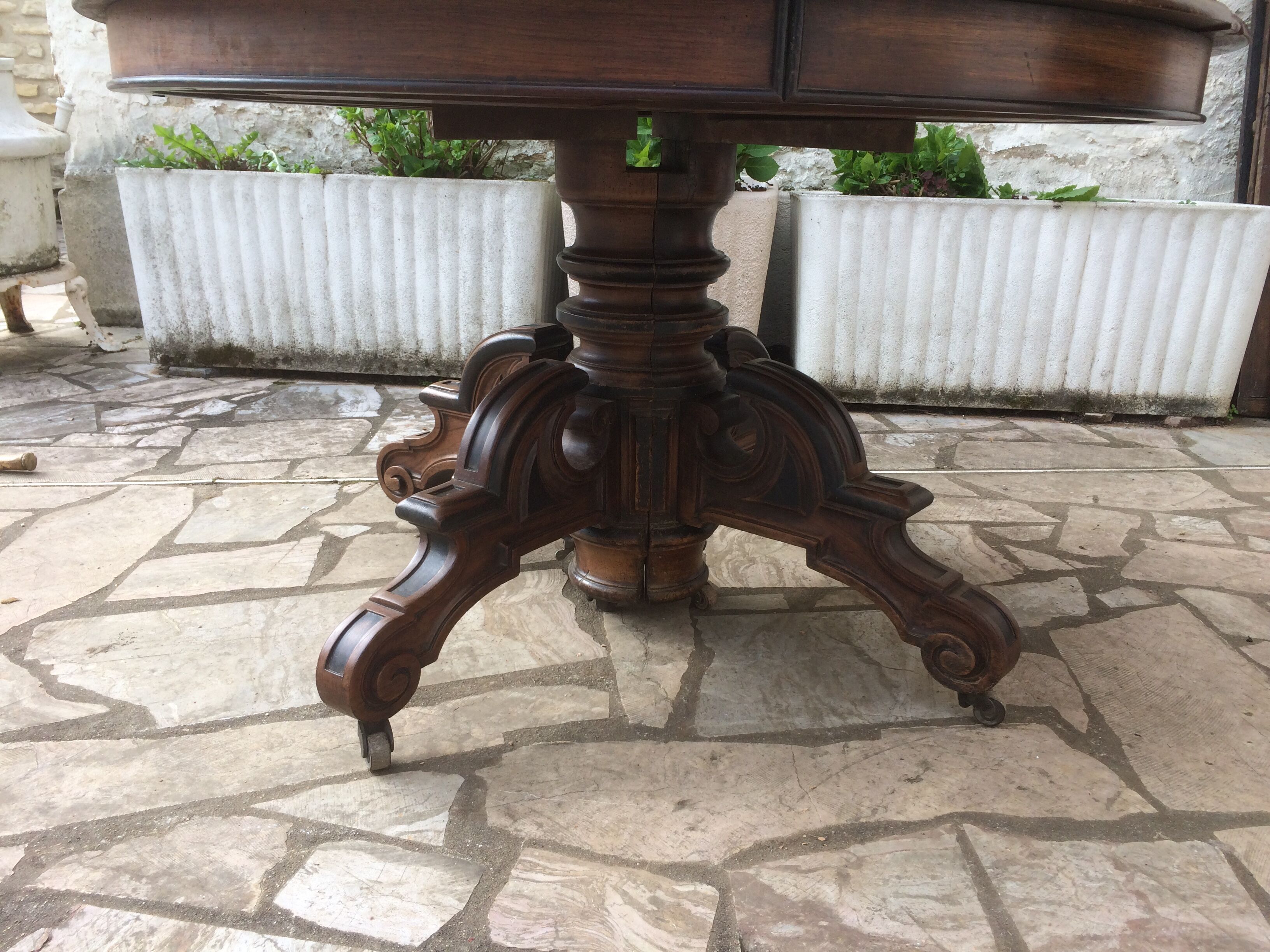 Oval table with walnut extensions Napoleon III era