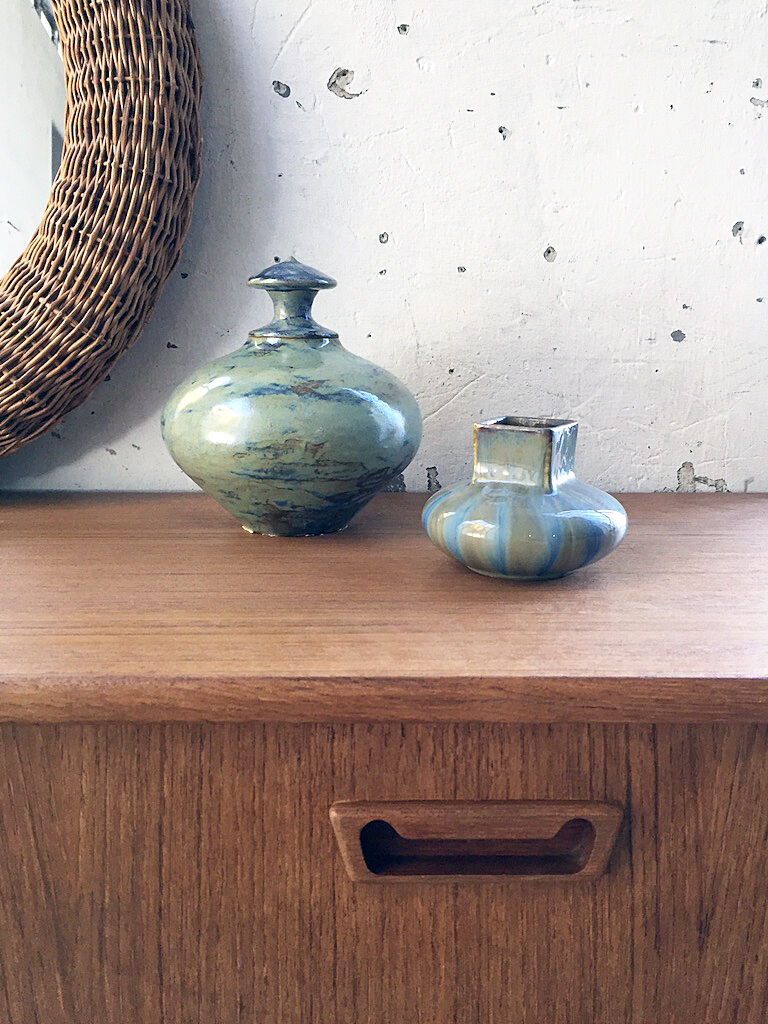 Small blue ceramic vase