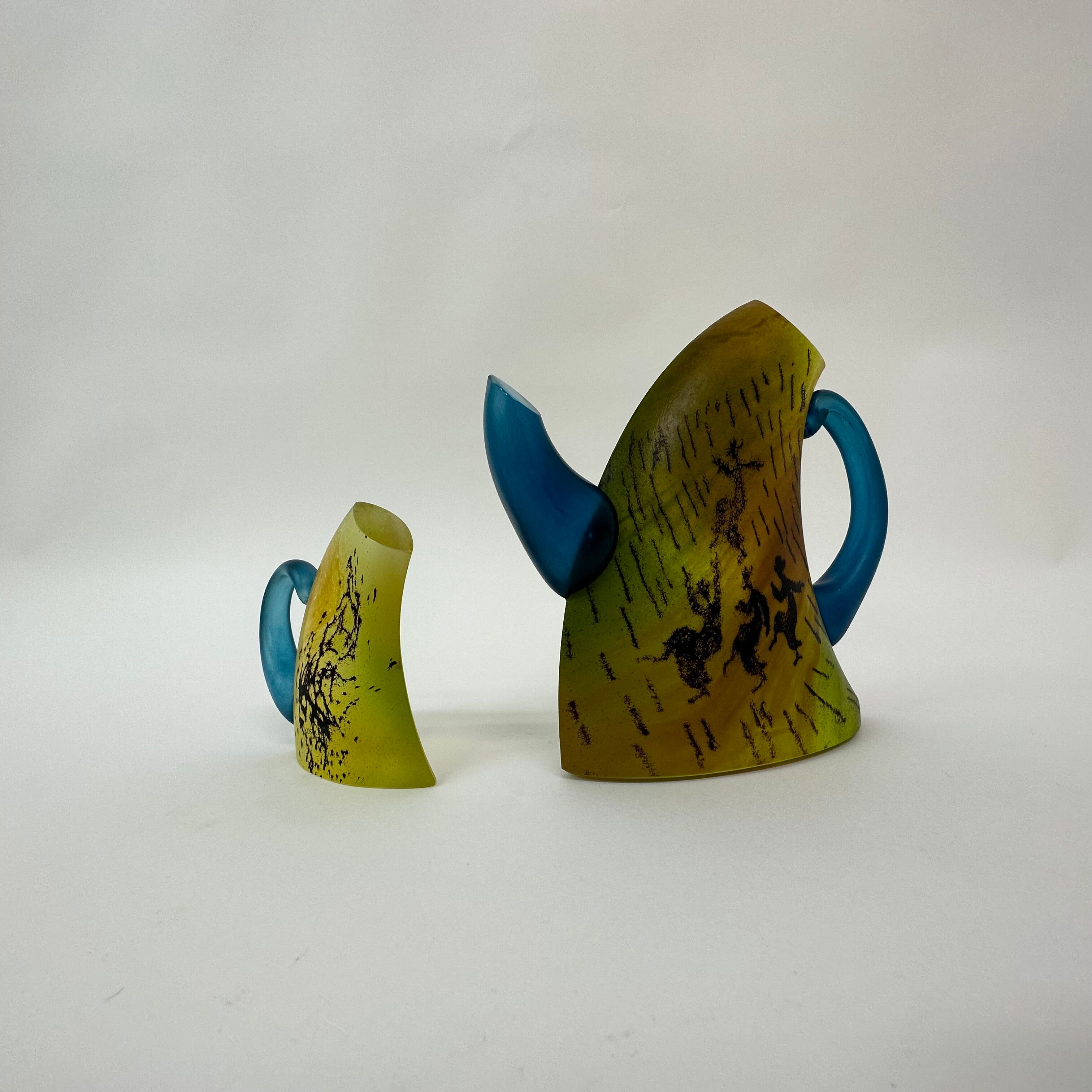 Kjell Engman for Kosta Boda Sweden Tea pot and mug Art glass , 1980's