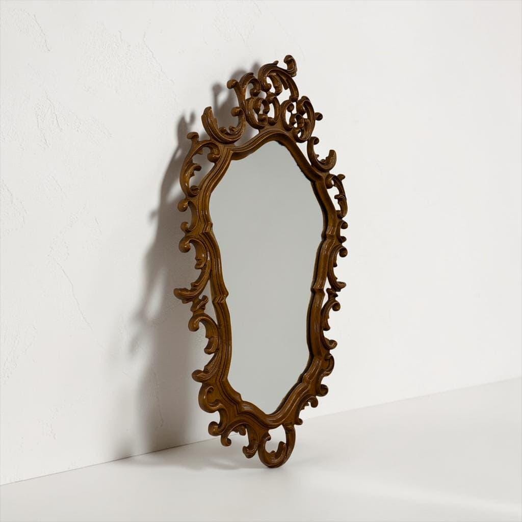 Miroir mural vintage style baroque / rococo avec cadre en bois