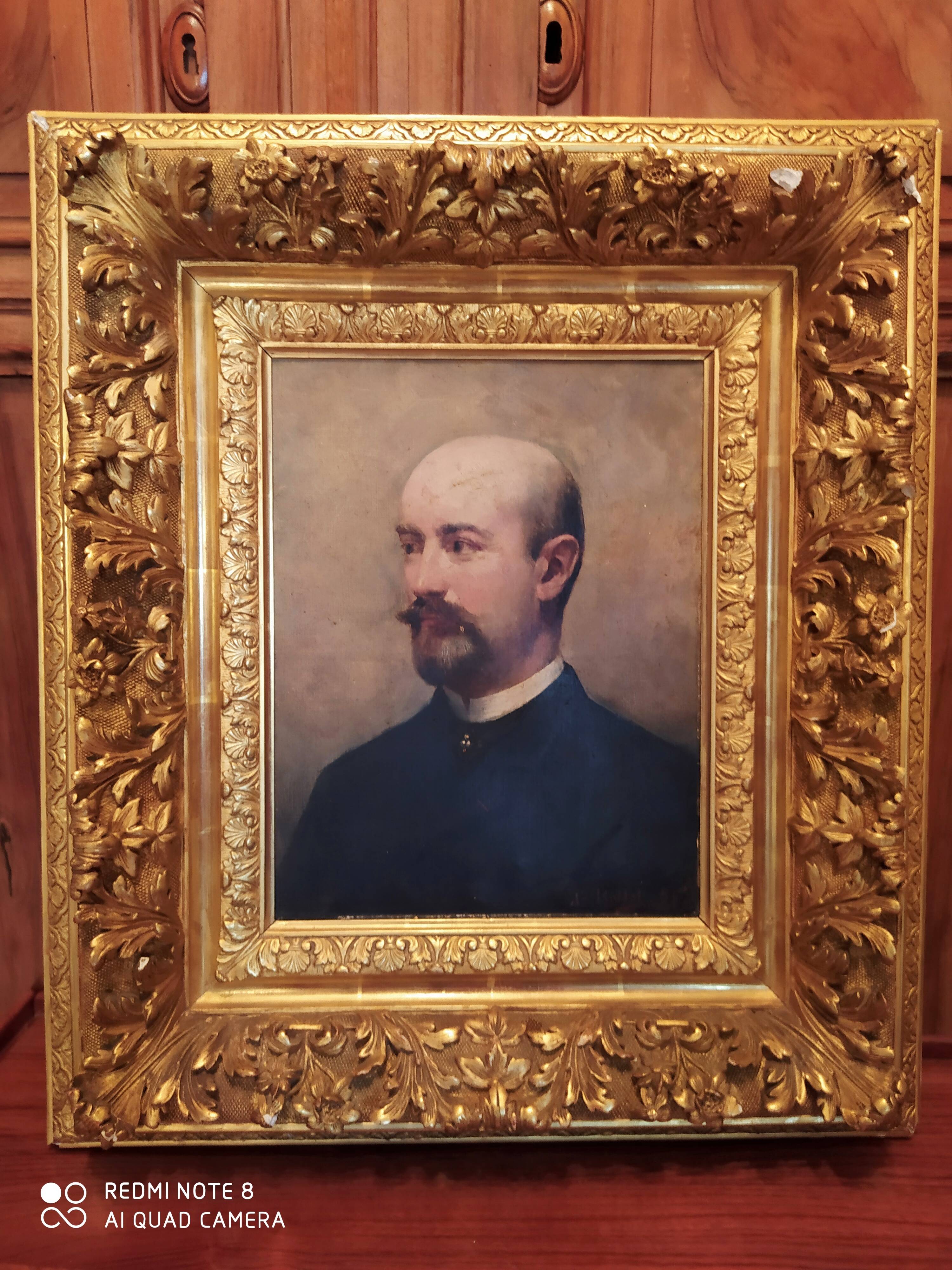 Portrait d’homme XIXe – A. Bellet, 1882 – Huile sur toile et superbe cadre