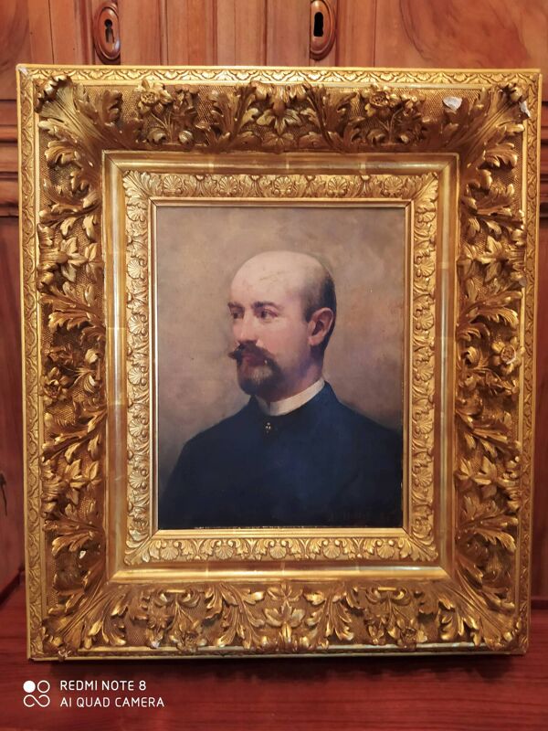 Portrait d’homme XIXe – A. Bellet, 1882 – Huile sur toile et superbe cadre